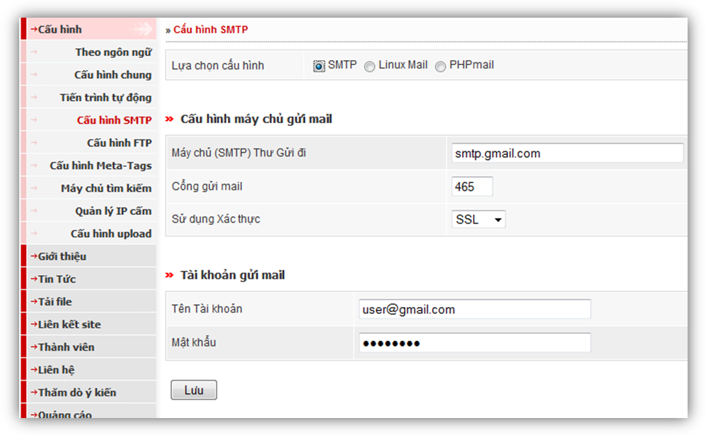 Hướng dẩn cấu hình SMTP trong Nukeviet