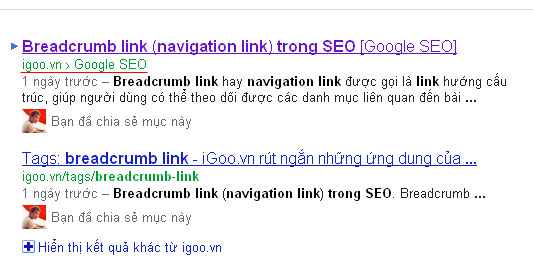 Breadcrumb link (navigation link) iGoo